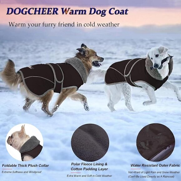 Dogcheer Waterproof Winter Coat - Reflective, Warm Jacket for Cold Weather Fun - Picture 2 of 12